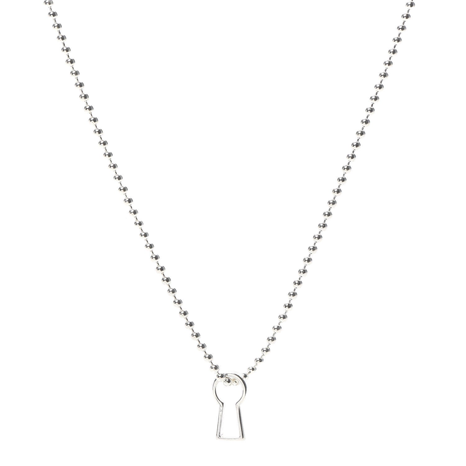 Tiffany Sterling Silver Makers Keyhole Pendant Necklace 1 of 6