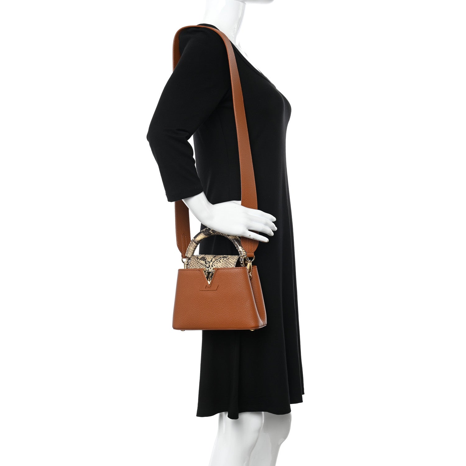 Louis Vuitton Taurillon Snakeskin Mini Capucines Caramel 2 of 16