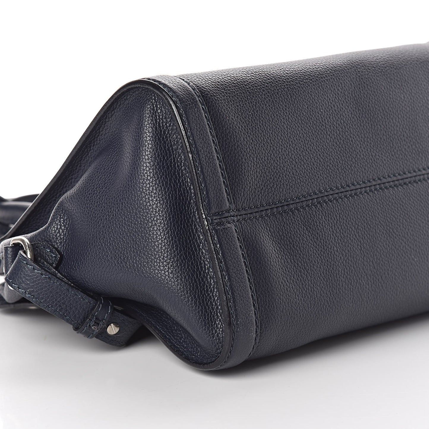 Pebbled Calfskin Small Skull Padlock Zip Around Tote Navy