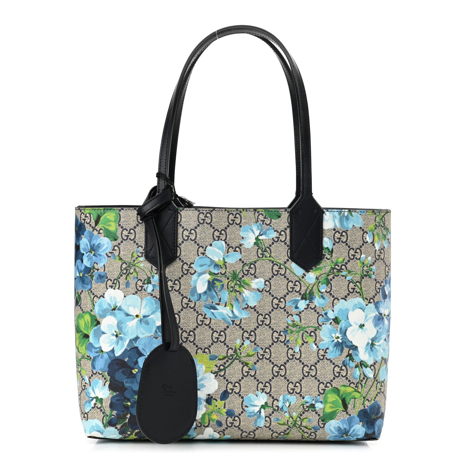 Gucci GG Supreme Monogram Blooms Small Reversible Tote Beige Blue Navy 1 of 9