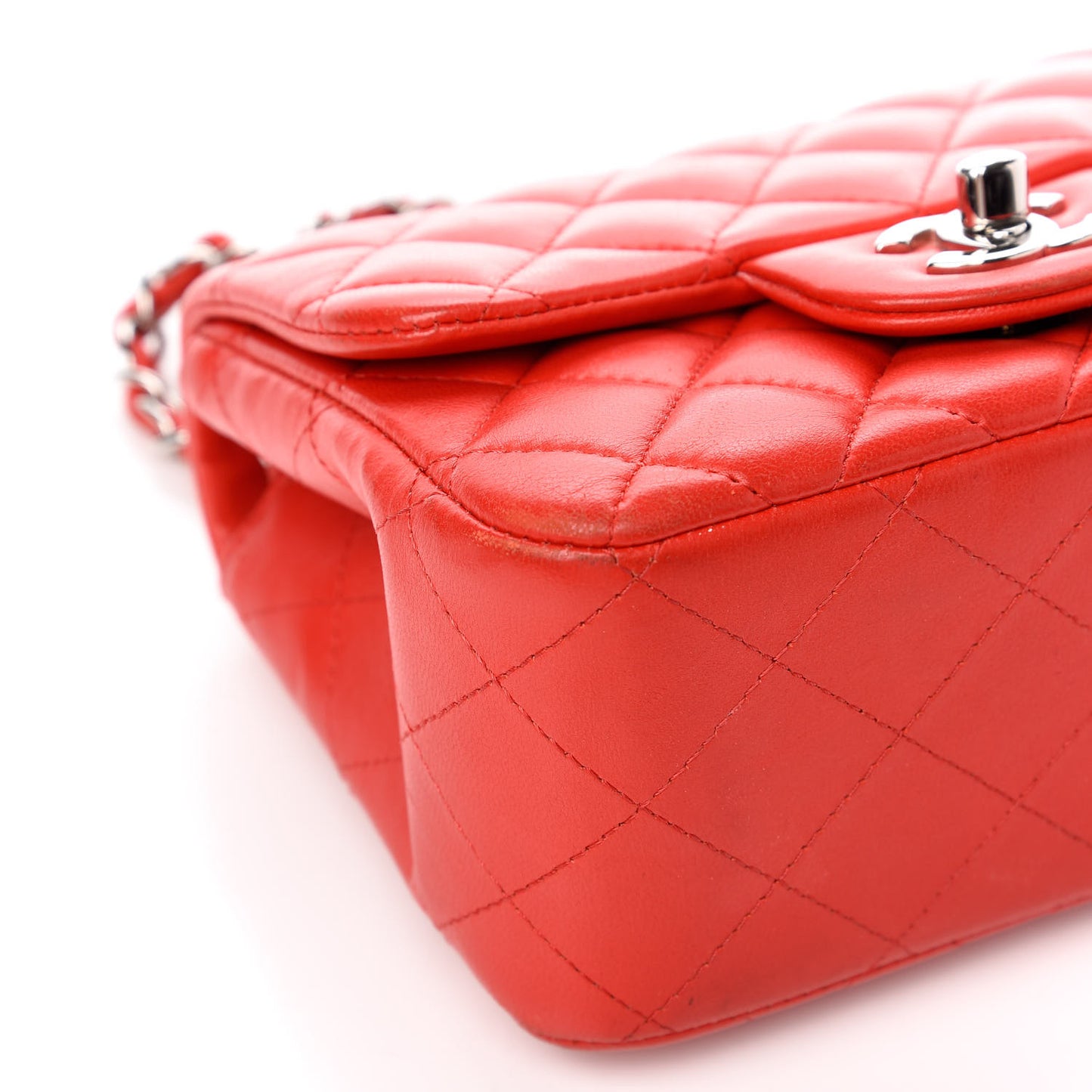 Lambskin Quilted Mini Square Flap Red