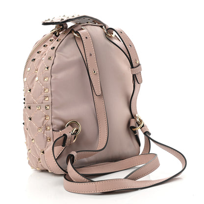 Valentino Garavani Nylon Quilted Mini Rockstud Spike Backpack Dusty Rose 2 of 10