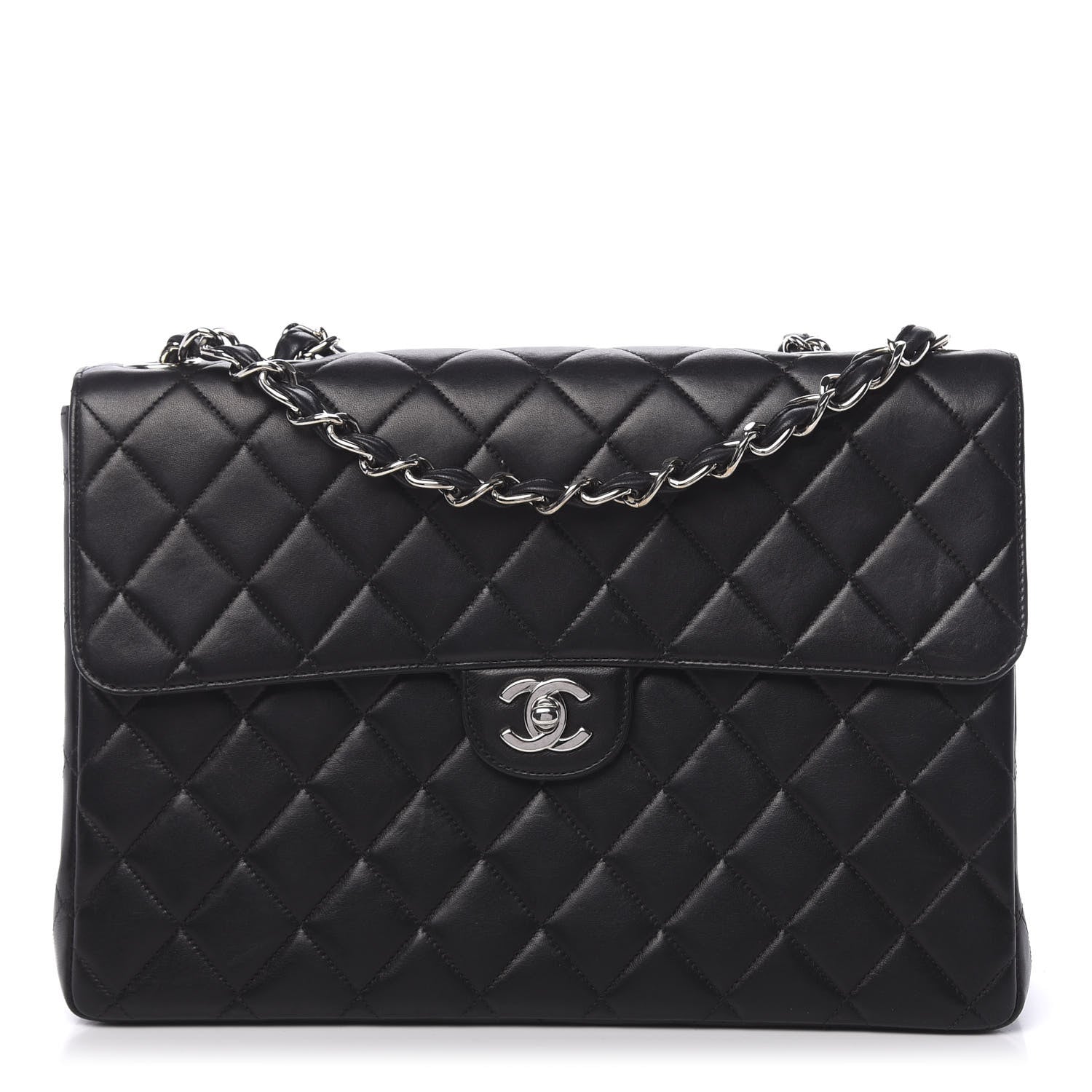 Chanel Lambskin Quilted Jumbo Single Flap Black 1 of 10