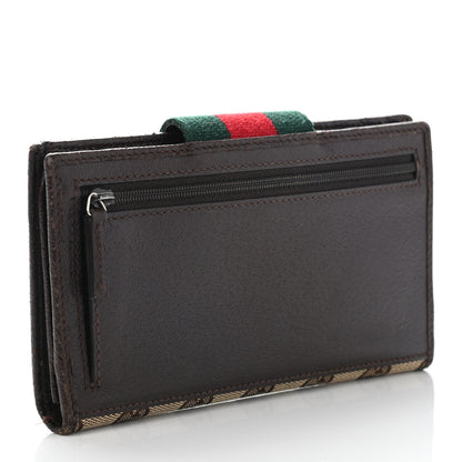 Gucci Monogram Calfskin Ladies Web Continental Wallet Beige Ebony Cocoa 3 of 9