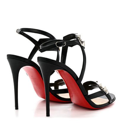 Christian Louboutin Calfskin Studded Galerietta 100 Sandals 39 Black 5 of 9