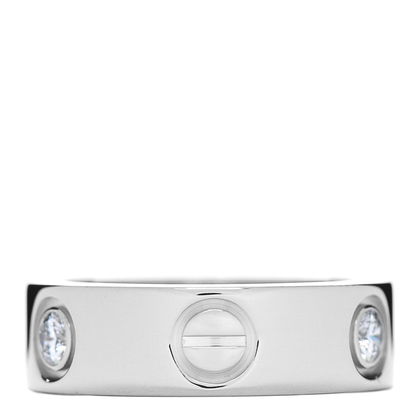 18K White Gold 3 Diamond 5.5mm LOVE Ring 46 3.75