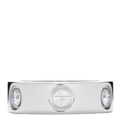Cartier 18K White Gold 3 Diamond 5.5mm LOVE Ring 46 3.75 3 of 4