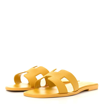 Hermes Epsom Oran Sandals 37.5 Jaune Sable 3 of 9