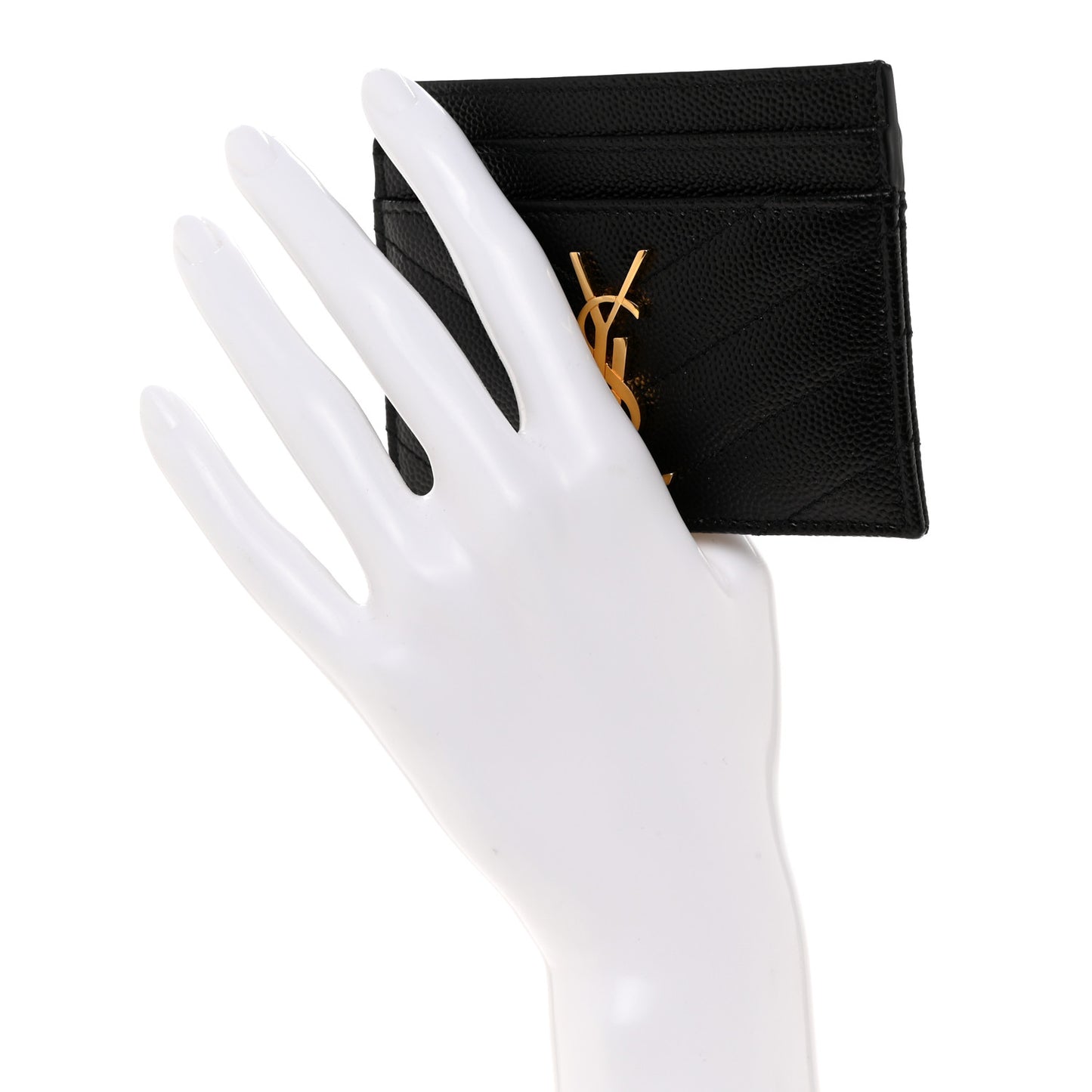 Grain De Poudre Matelasse Chevron Monogram Credit Card Case Black