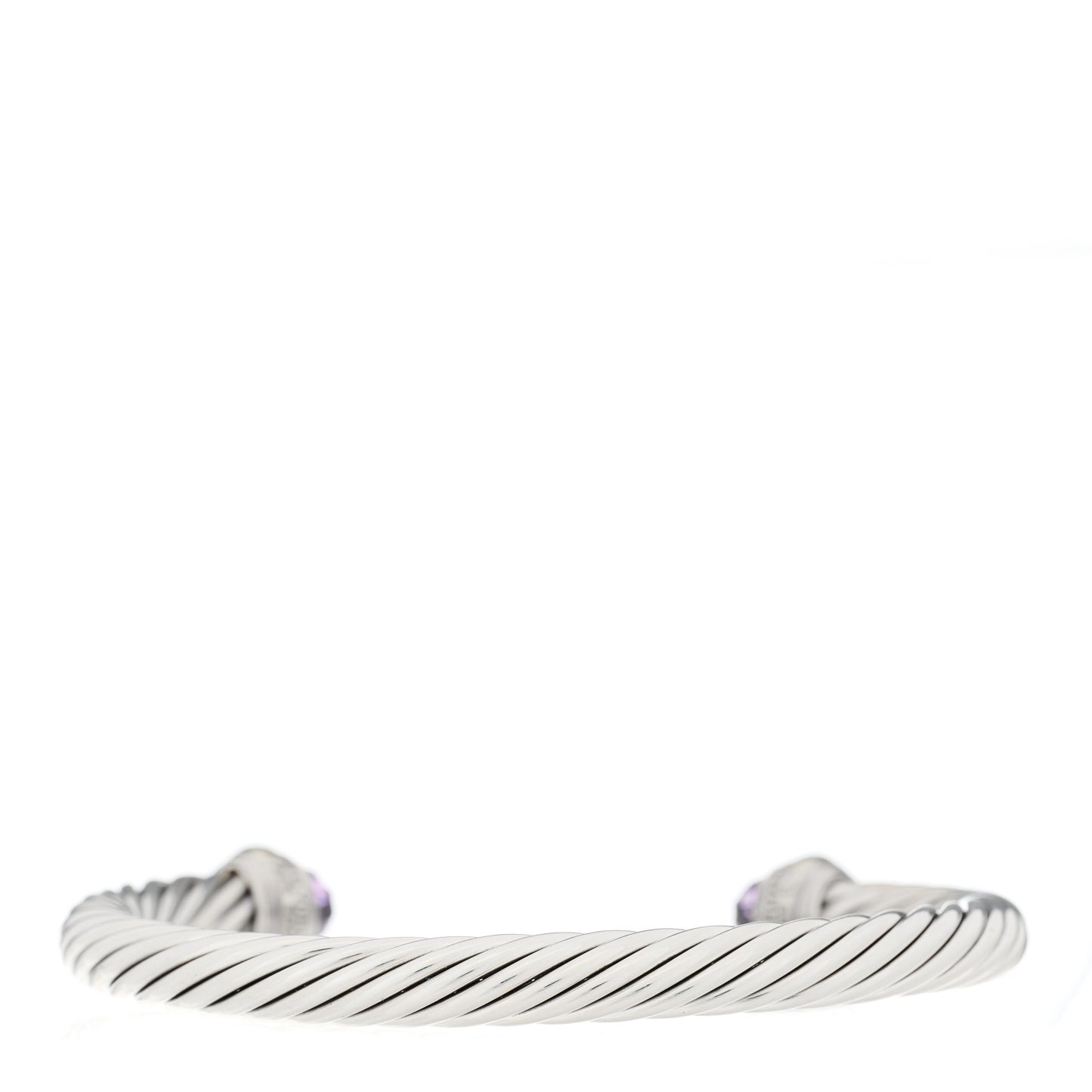 Sterling Silver 14K Yellow Gold Amethyst 5mm Cable Classics Bracelet