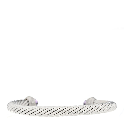 David Yurman Sterling Silver 14K Yellow Gold Amethyst 5mm Cable Classics Bracelet 2 of 3