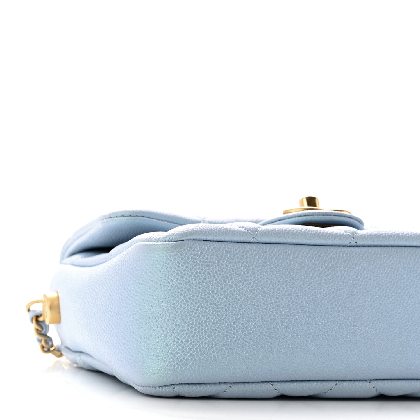Iridescent Caviar Quilted Mini My Perfect Flap Light Blue
