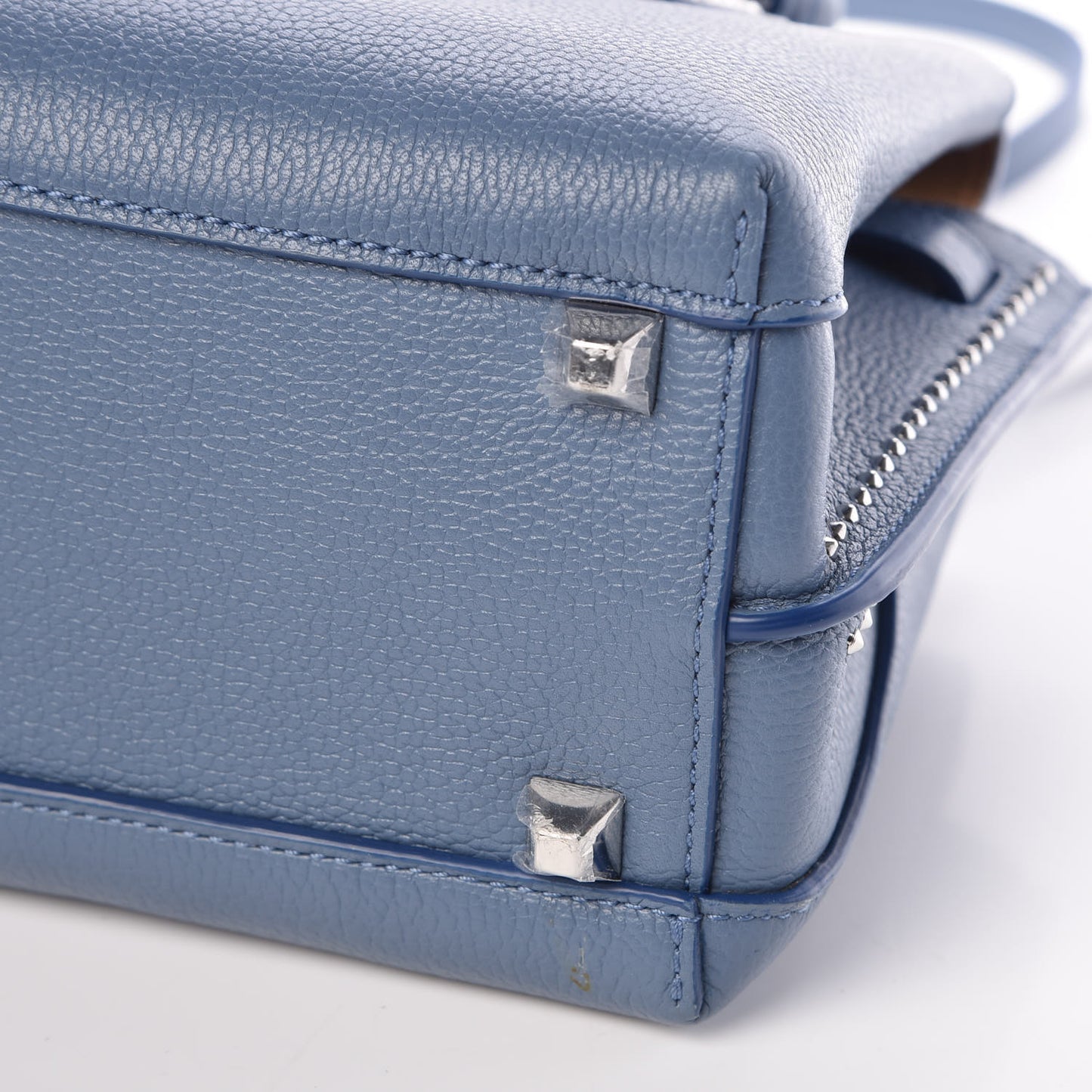 Grained Calfskin Studded Mini Milla Tote Luft Blue