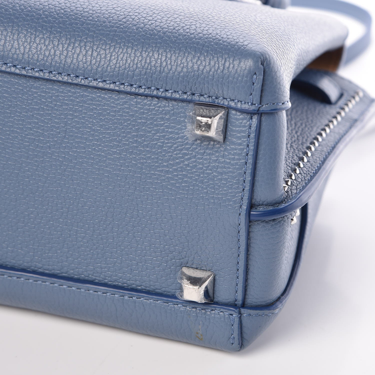 MCM Grained Calfskin Studded Mini Milla Tote Luft Blue 9 of 9