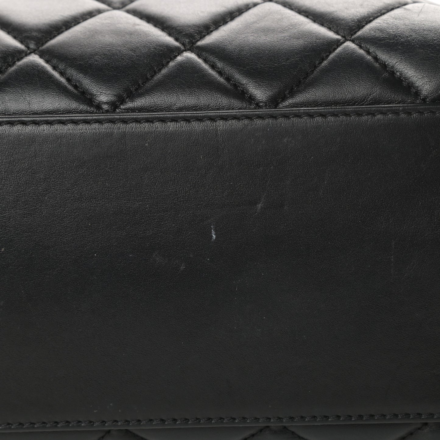 Calfskin Quilted Large Shopping Tote Black