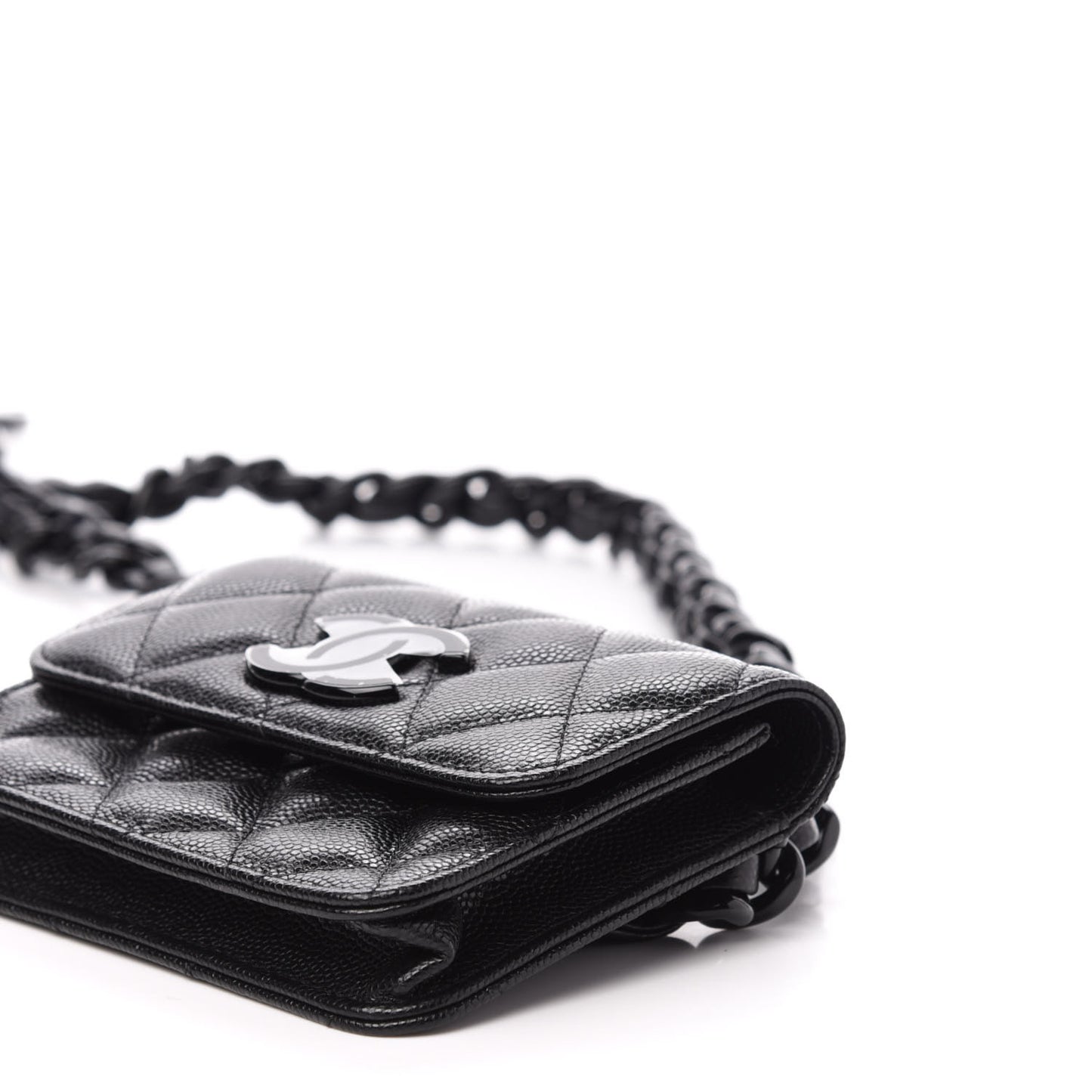 Caviar Quilted My Everything Belt Flap Card Holder Black
