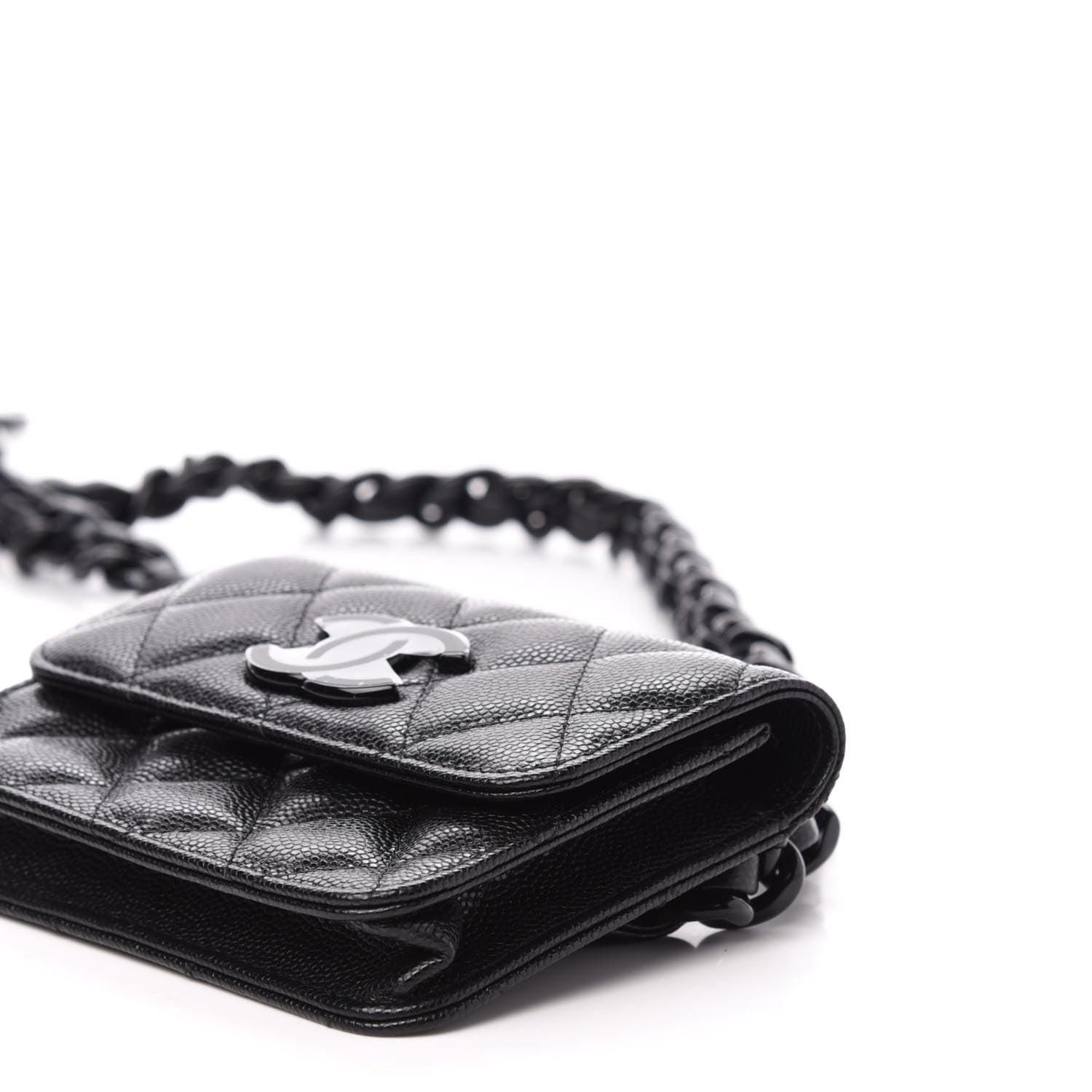 Chanel Caviar Quilted My Everything Belt Flap Card Holder Black 10 of 12