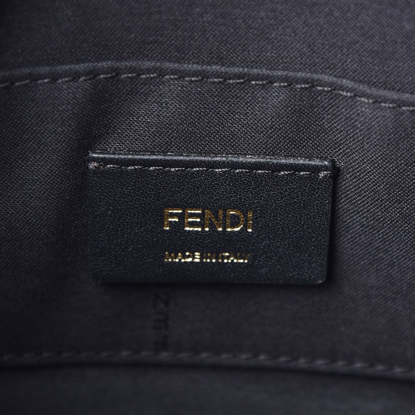Glazed Fabric Vitello Century F is Fendi FF 1974 Stamp Patch Camera Case Mogano Panna Black