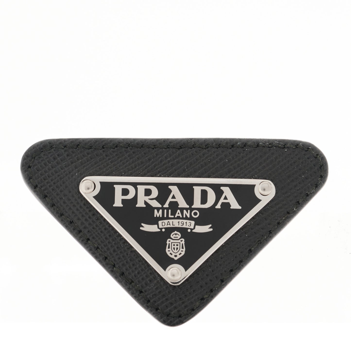 Saffiano Enamel Logo Triangle Pin Black