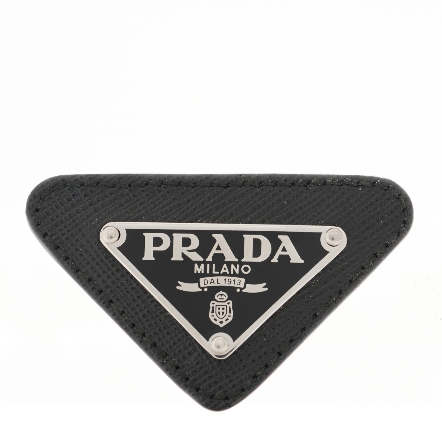 Prada Saffiano Enamel Logo Triangle Pin Black 1 of 5