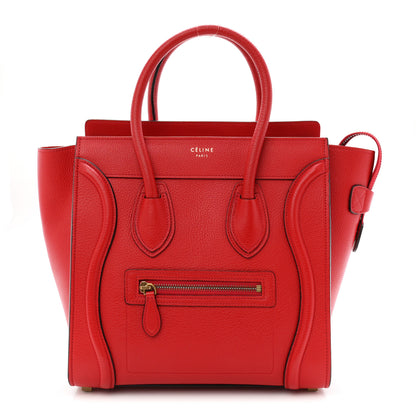 Celine Drummed Calfskin Micro Luggage Coquelicot 1 of 9