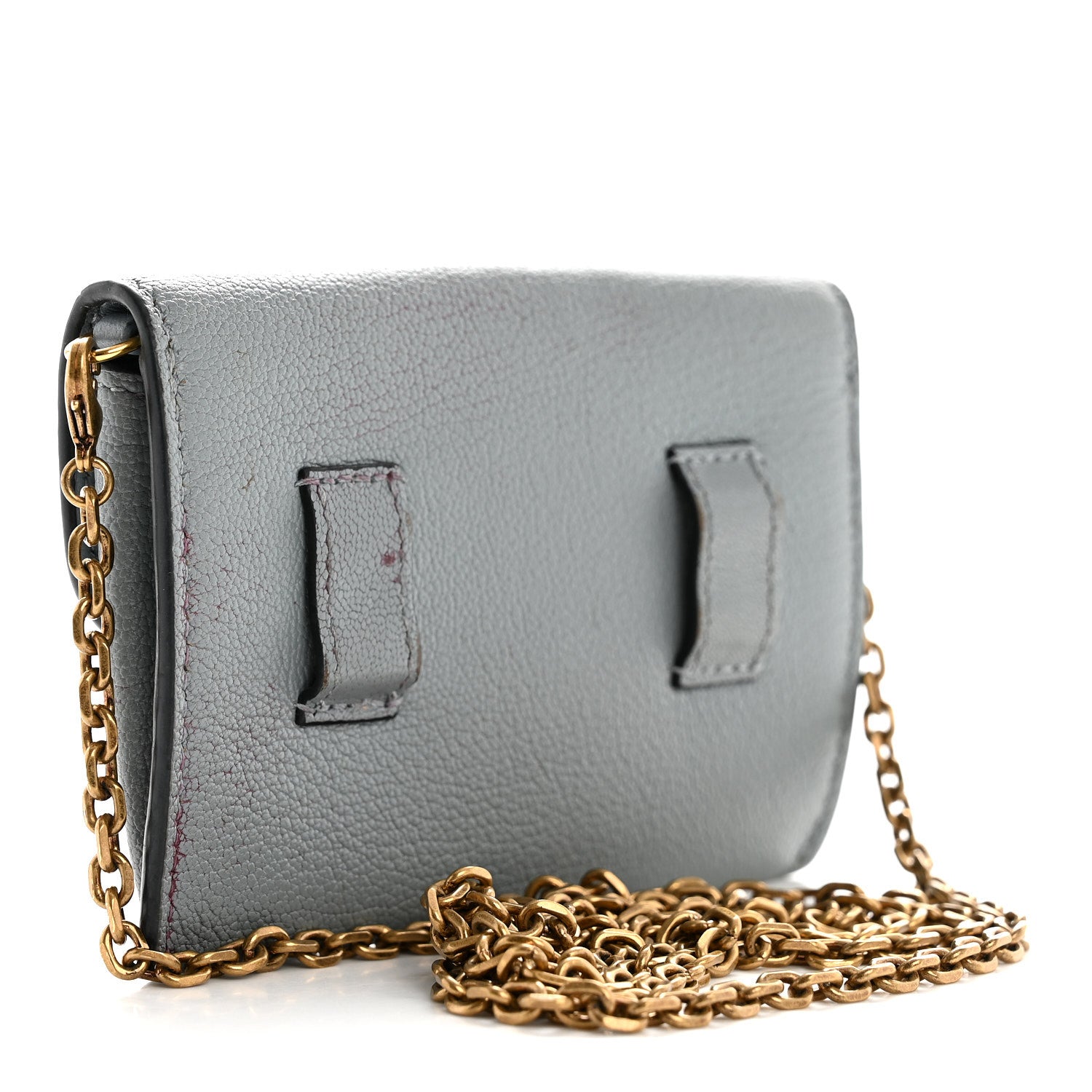 Christian Dior Goatskin Nano Saddle Chain Pouch Blue 1879405