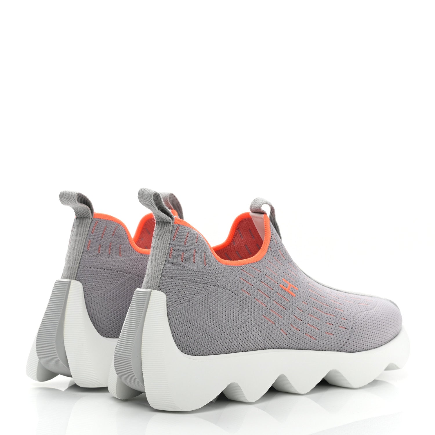 Hermes Technical Canvas Goatskin Womens Eclair Sneakers 36.5 Gris Clair 4 of 9