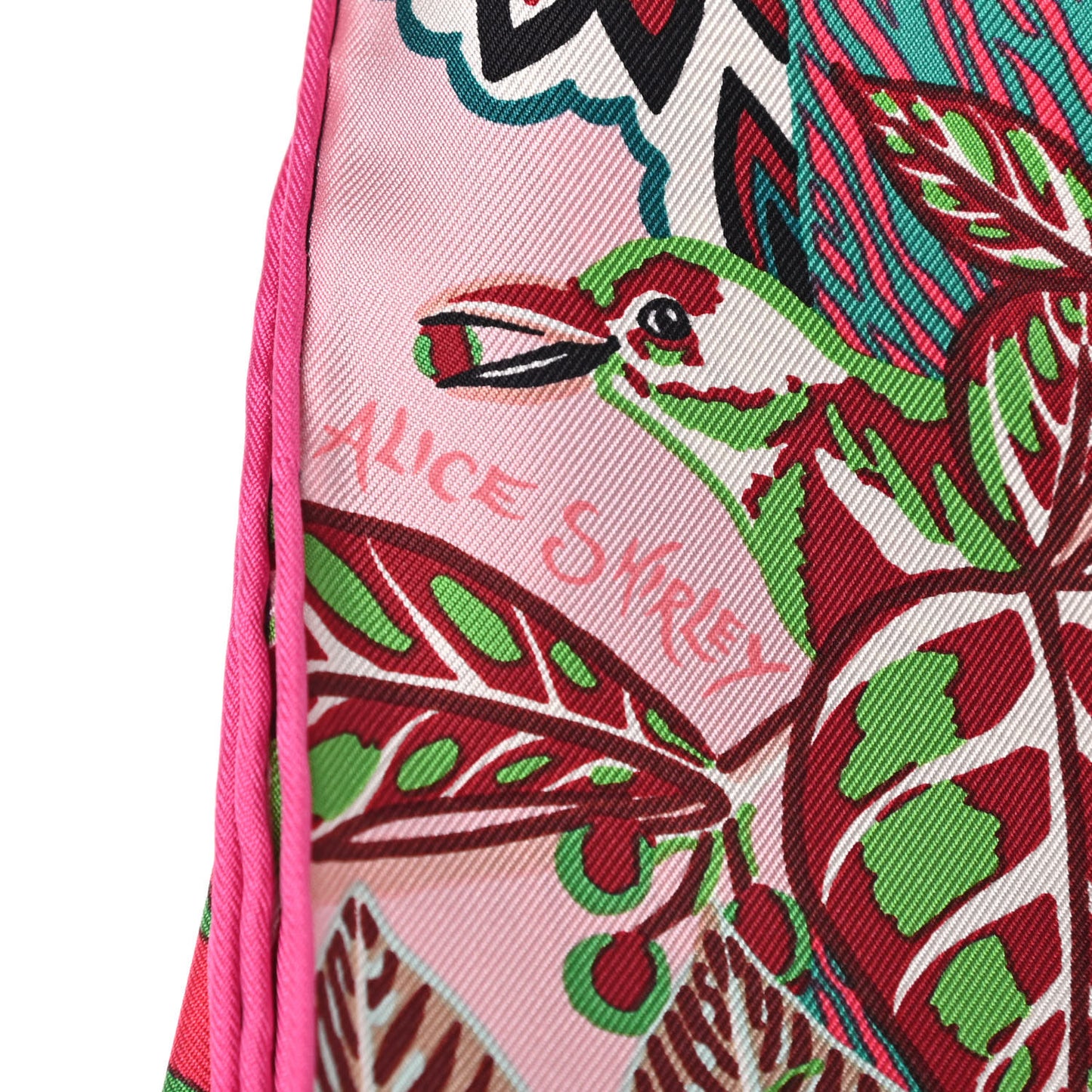Silk Wild Singapore Scarf 90 Rose Vert Bordeaux