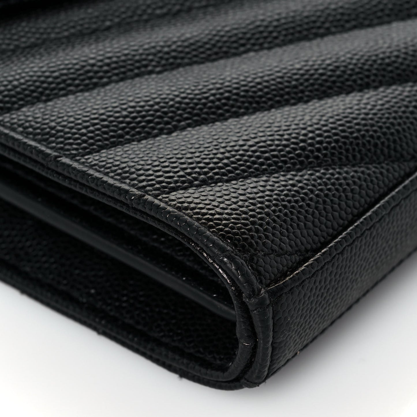Grain De Poudre Matelasse Chevron Monogram Chain Wallet Black