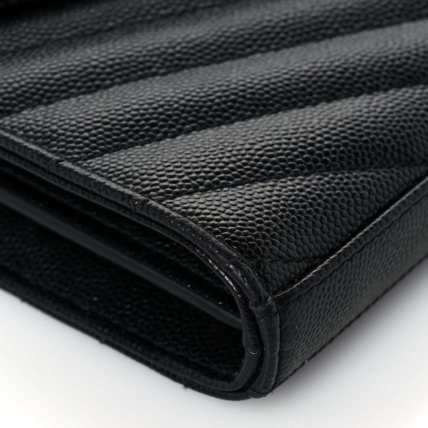 Saint Laurent Grain De Poudre Matelasse Chevron Monogram Chain Wallet Black 8 of 12