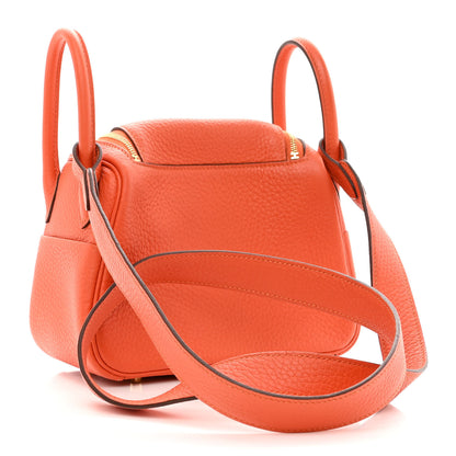 Hermes Taurillon Clemence Mini Lindy 20 Feu 3 of 10