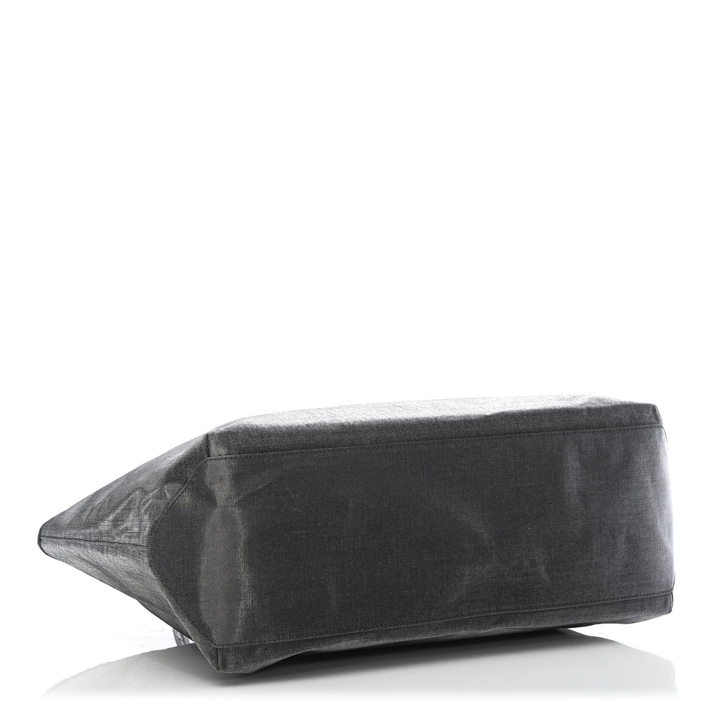 Coated Linen Crocodile Medium Erica Shopper Tote Black