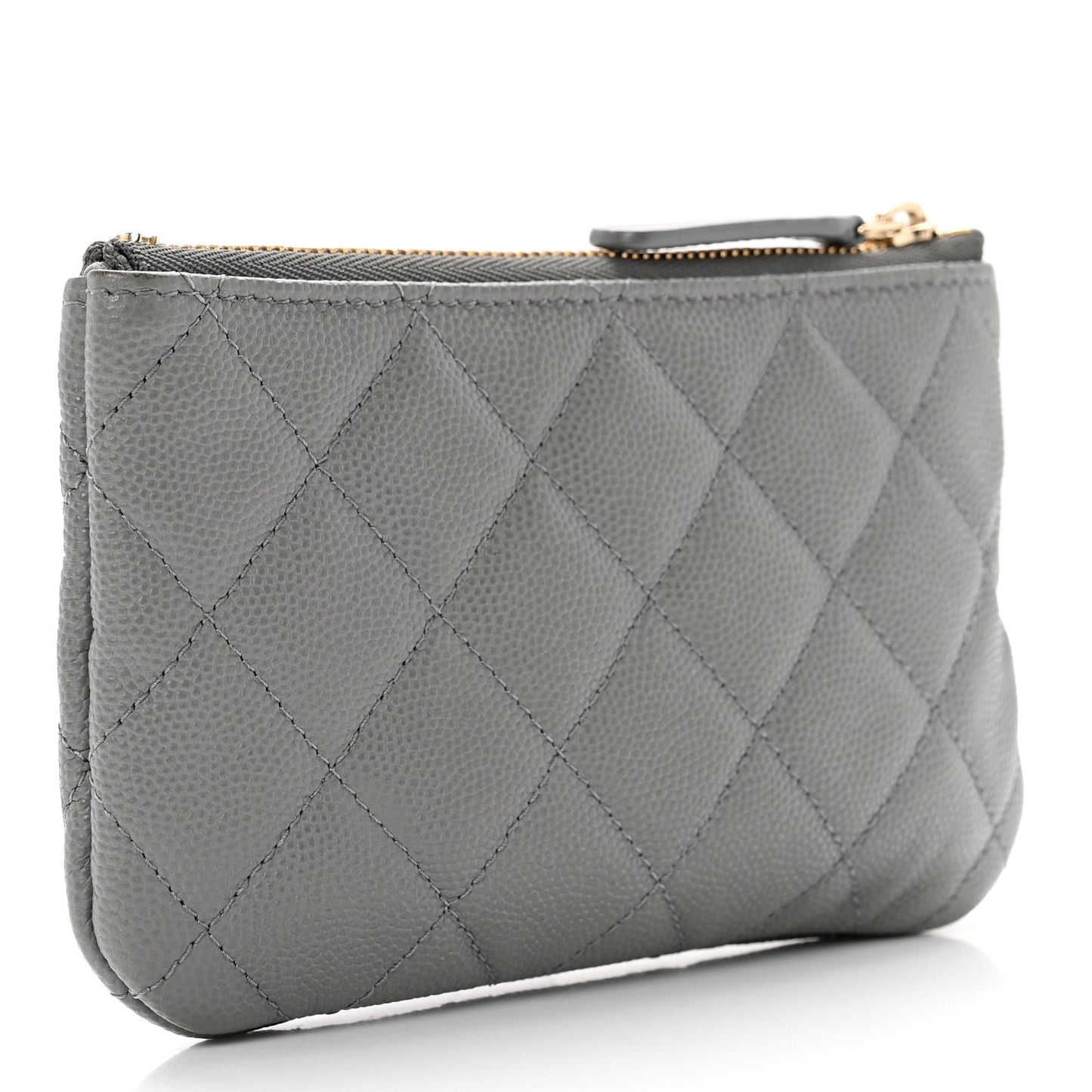 Caviar Quilted Small Cosmetic Case Grey