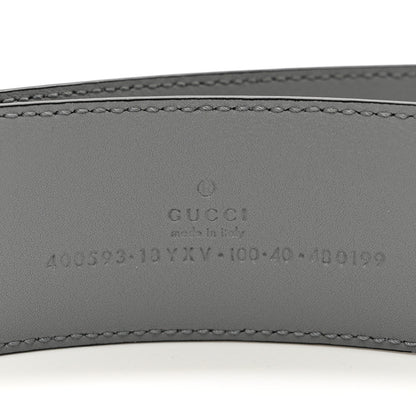 Gucci Azalea Calfskin Enamel Monochrome Double G 40mm Belt 100 40 Deep Grey 3 of 5