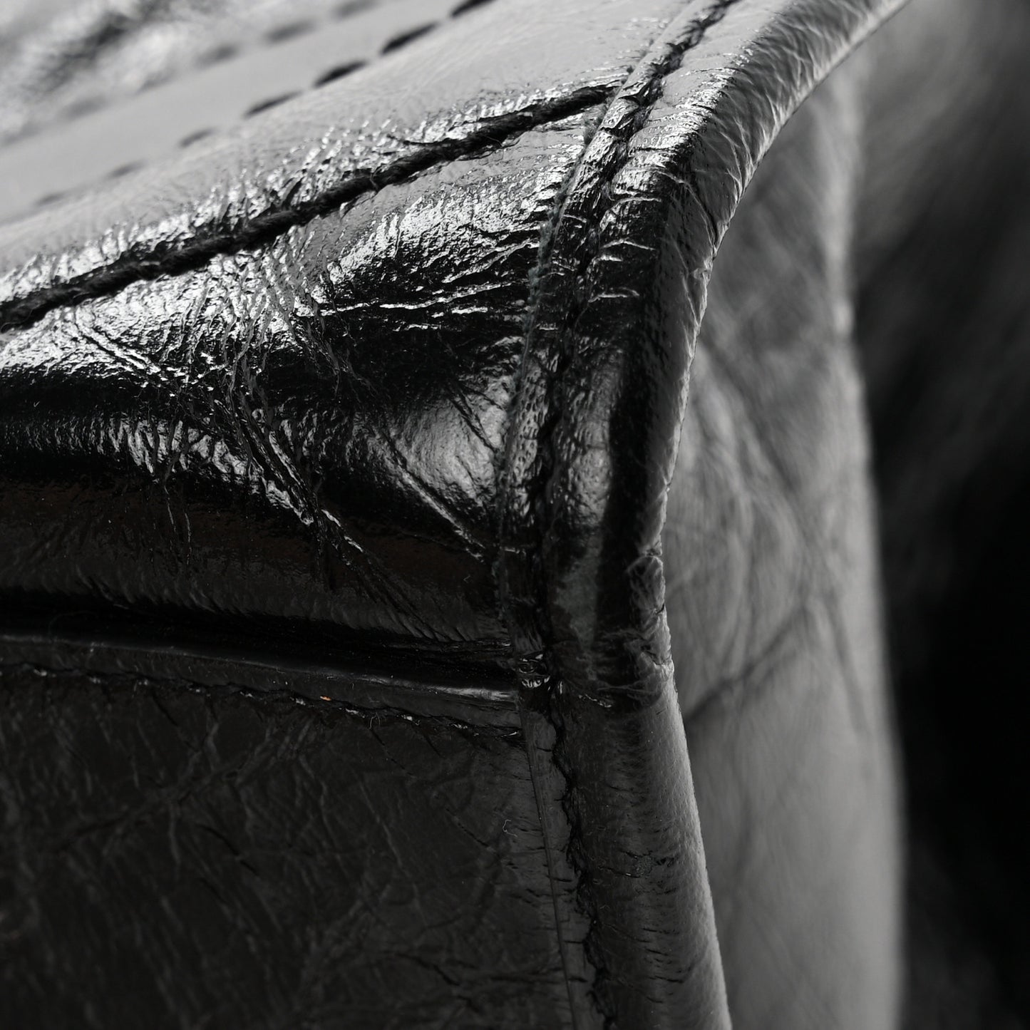 Crinkled Calfskin Matelasse Monogram Large Niki Shopper Tote Black