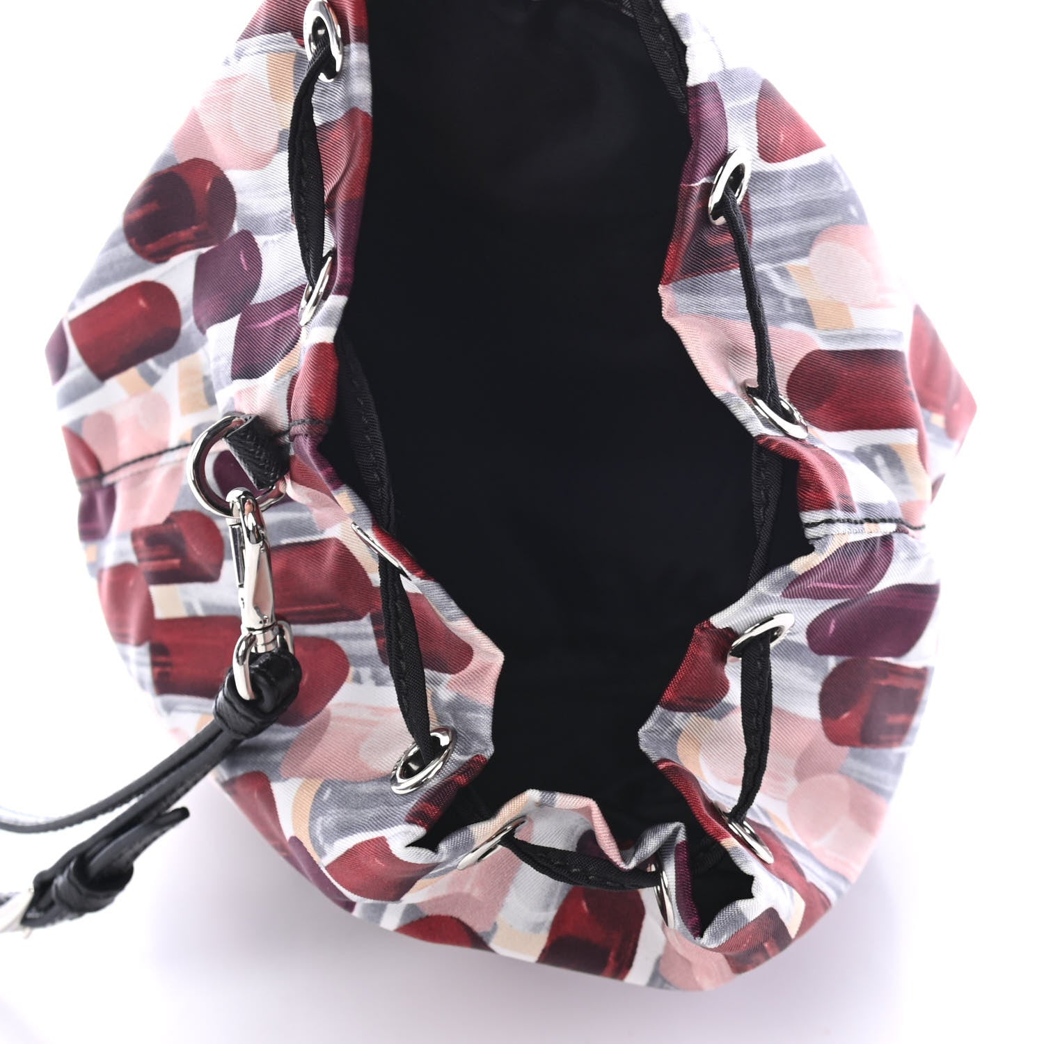 Prada Tessuto Nylon Saffiano Lipstick Print Bucket Wristlet Rosso 4 of 4