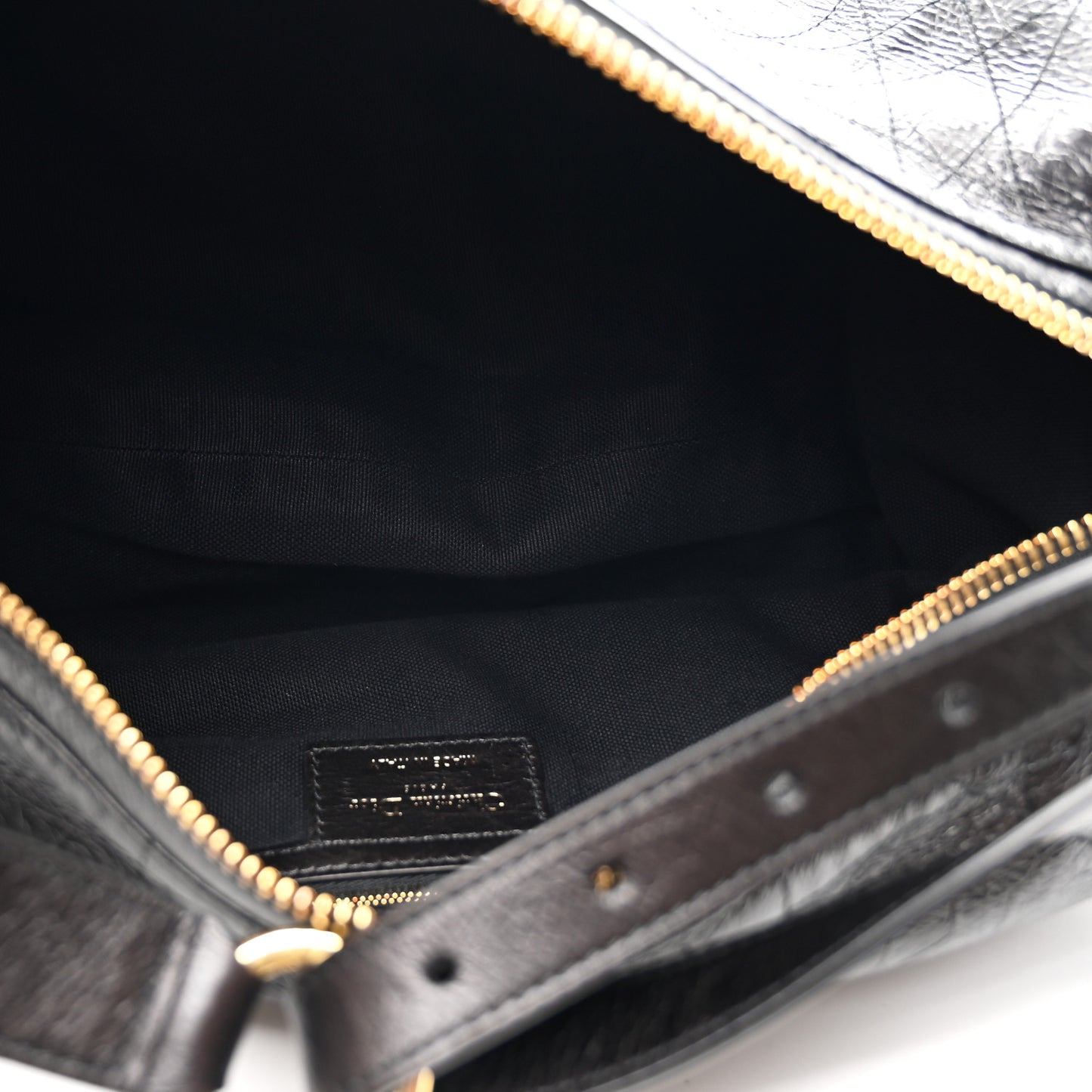 Crinkled Calfskin Macrocannage Medium D-Journey Bag Black