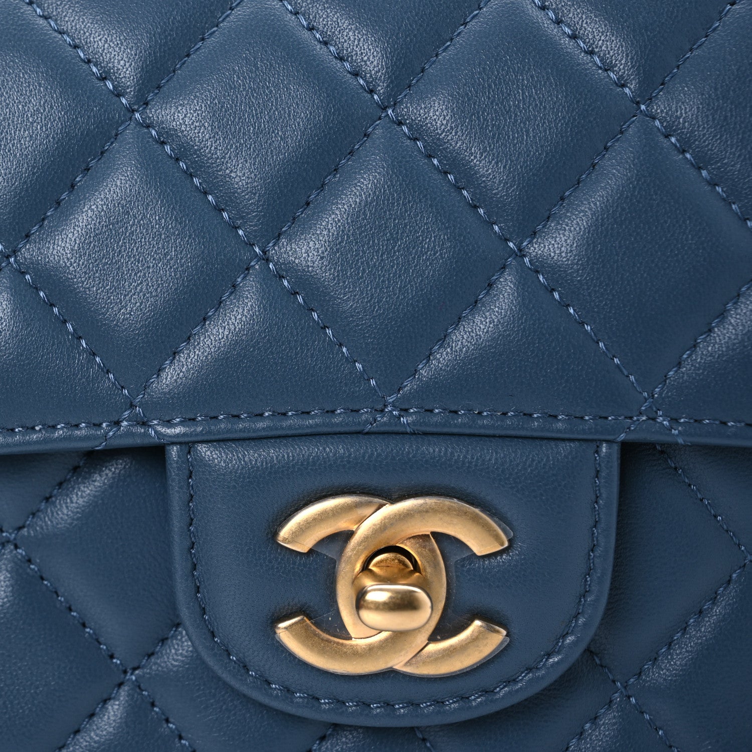 Chanel Lambskin Quilted Mini Metal Top Handle Rectangular Flap