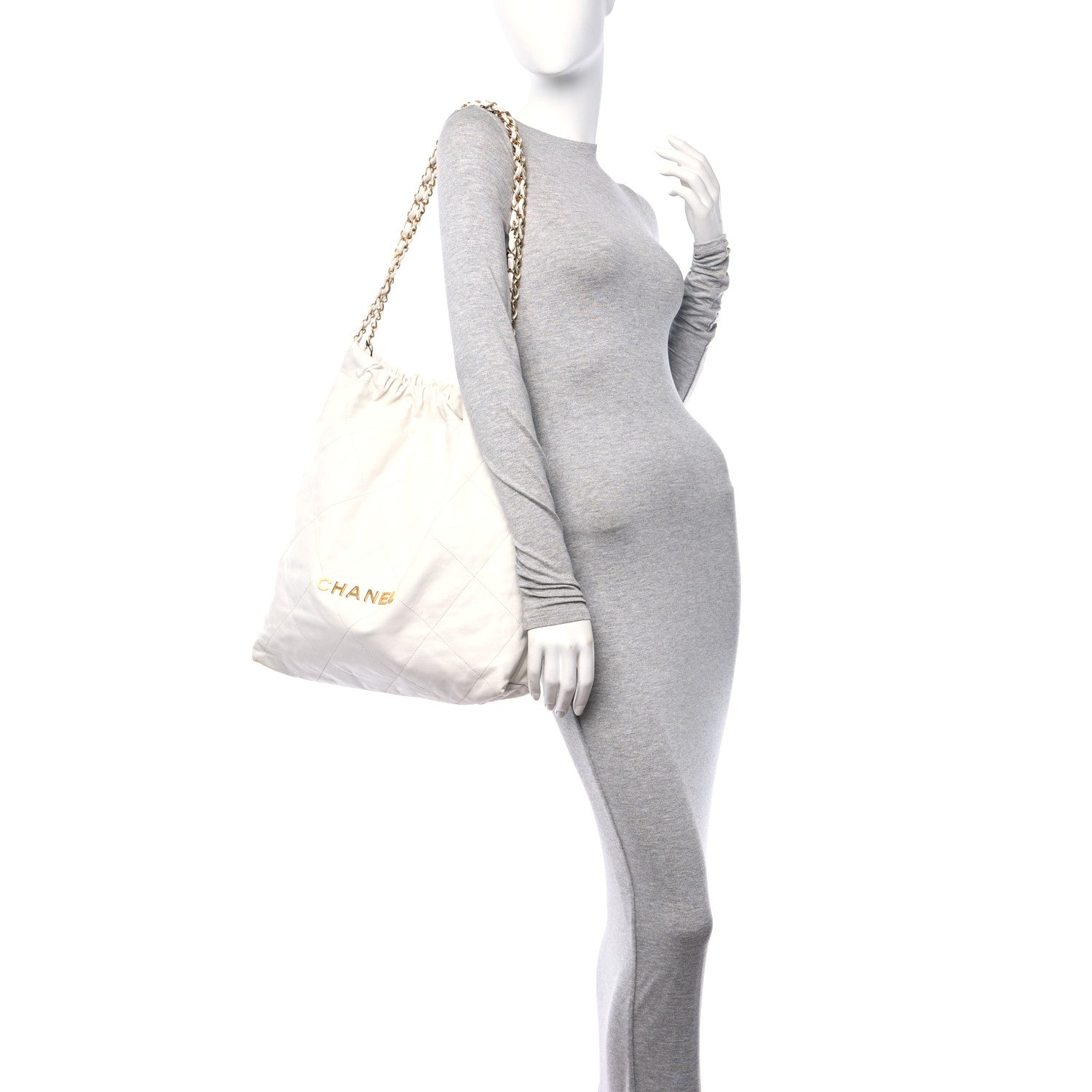 Chanel Shiny Calfskin Quilted Large Chanel 22 White 3 of 13