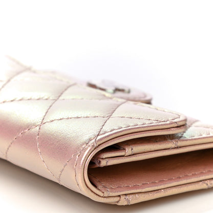 Chanel Iridescent Calfskin Quilted Flap Card Holder Wallet Pink 13 of 18