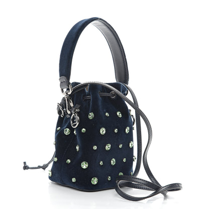 Fendi Velluto Crystal F is Mini Mon Tresor Bucket Bag Blue Notte 2 of 9