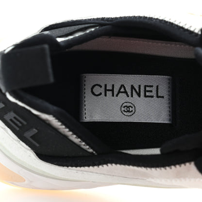 Chanel Velvet Calfskin Mixed Fibers CC Sneakers 41 Ivory Black 6 of 9