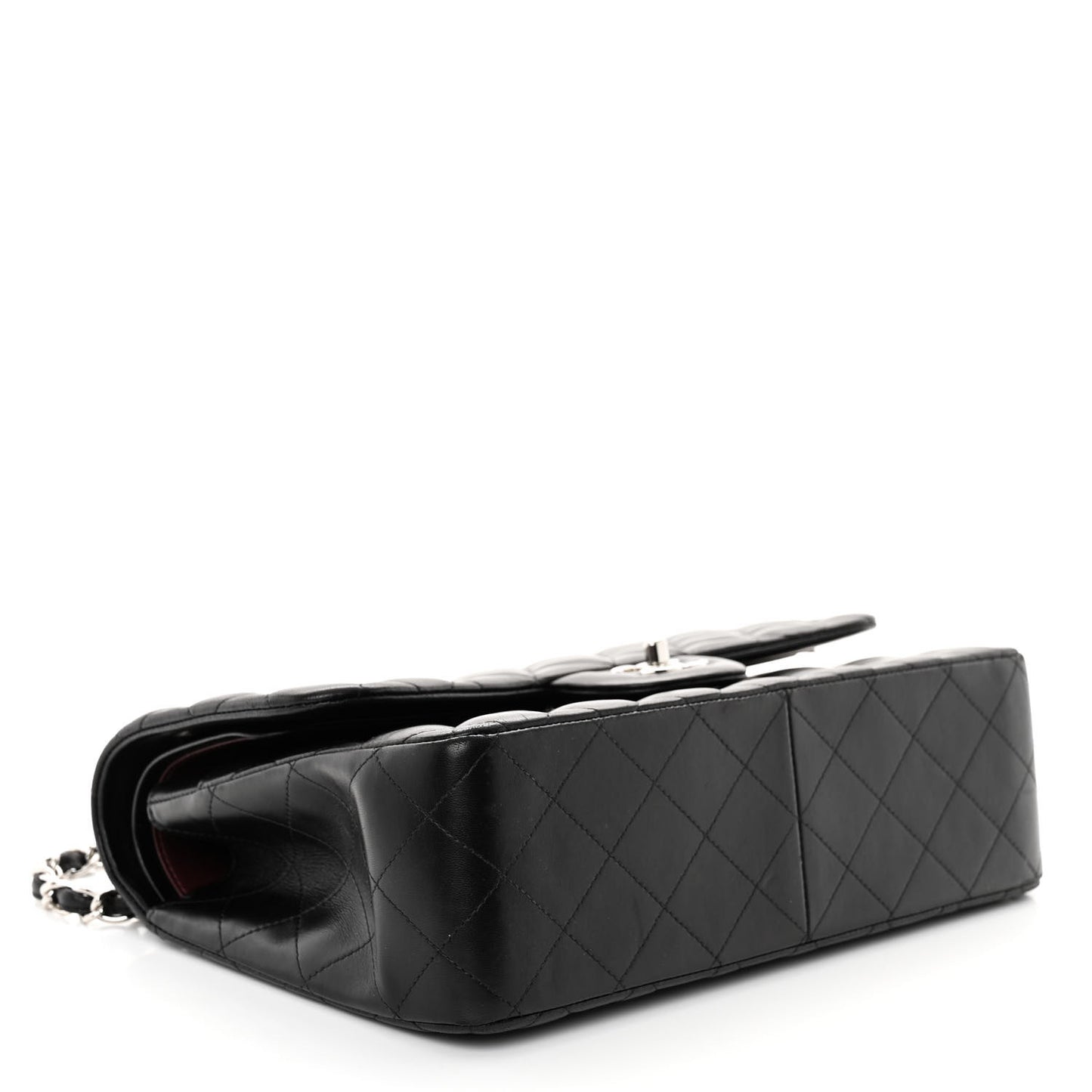 Lambskin Quilted Jumbo Double Flap Black