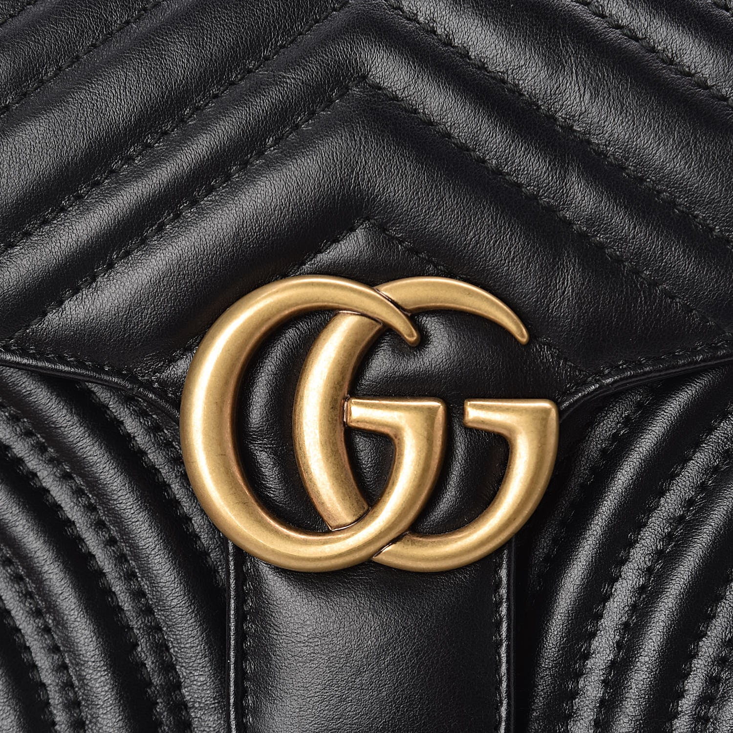 Gucci Calfskin Matelasse Small GG Marmont Shoulder Bag Black 10 of 10