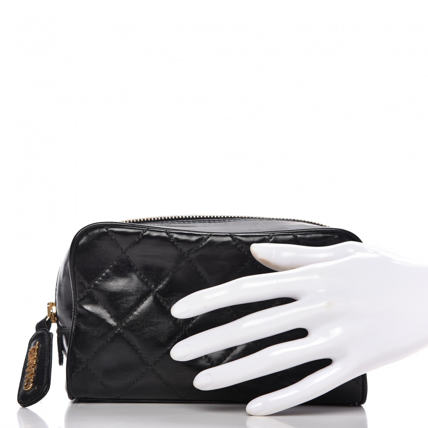 Chanel Lambskin Quilted Cosmetic Case Black 2 of 9