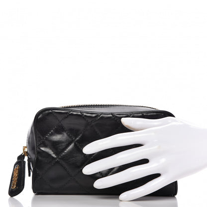 Chanel Lambskin Quilted Cosmetic Case Black 2 of 9