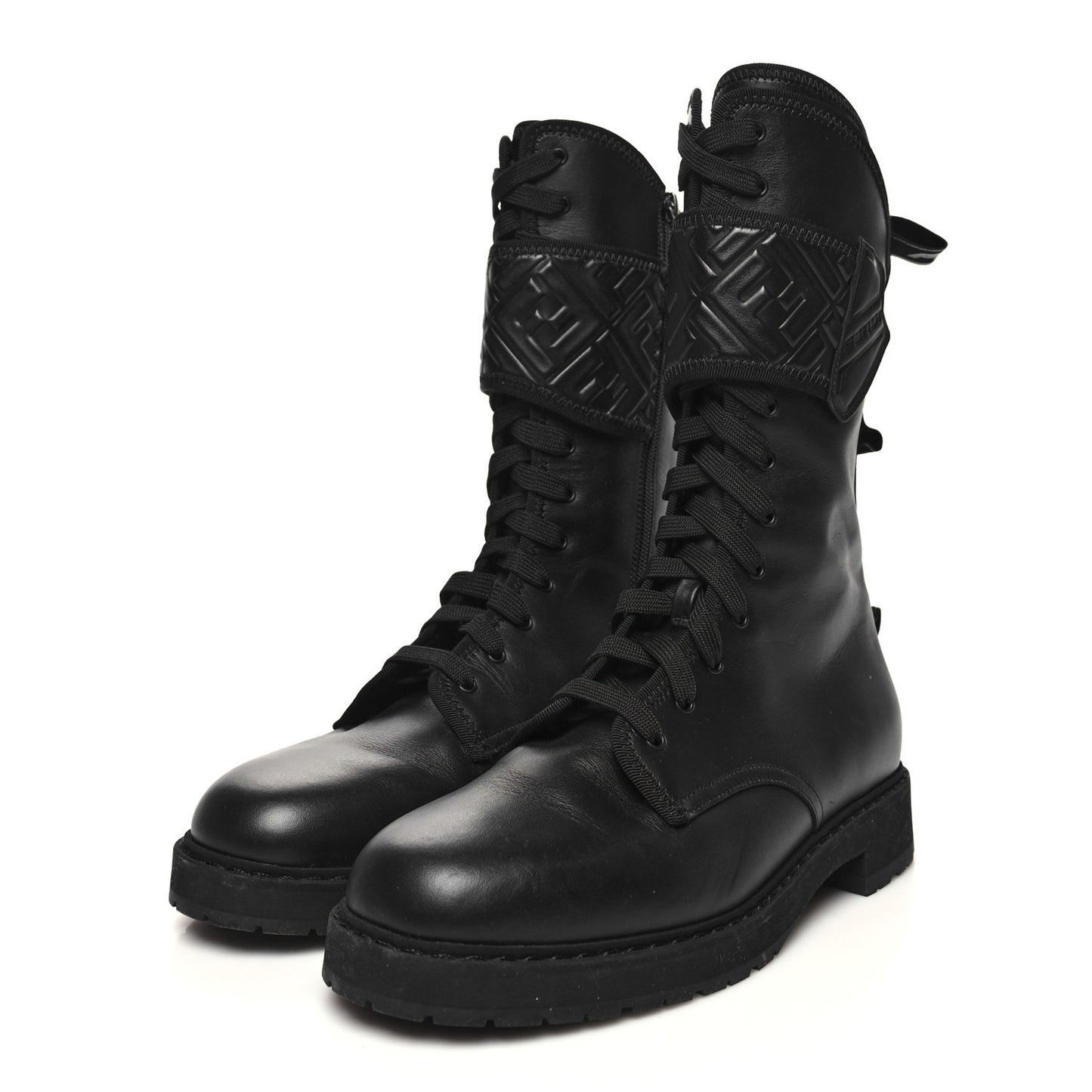Vitello FF Embossed Biker Boots 40 Black