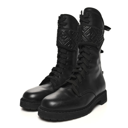 Fendi Vitello FF Embossed Biker Boots 40 Black 3 of 7