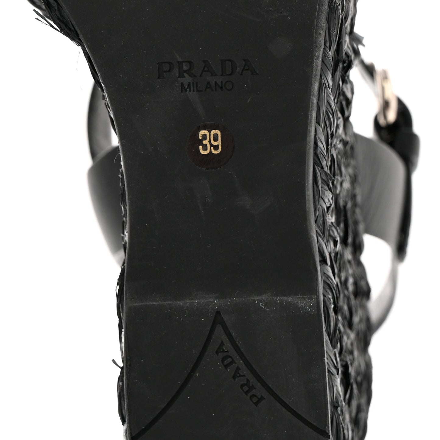 Raffia Crisscross Wedge Sandals 39 Black