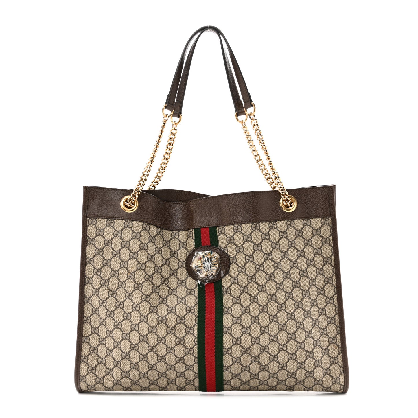 GG Supreme Monogram Large Rajah Chain Tote Beige New Acero